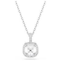 Una Angelic pendant, Cushion cut, White, Rhodium plated