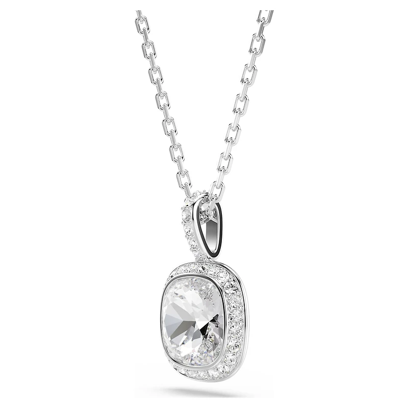 Una Angelic pendant, Cushion cut, White, Rhodium plated