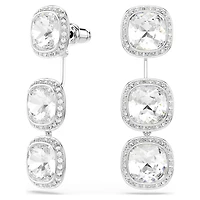 Una Angelic earrings, Cushion cut, White, Rhodium plated
