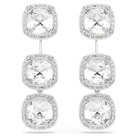 Una Angelic earrings, Cushion cut, White, Rhodium plated