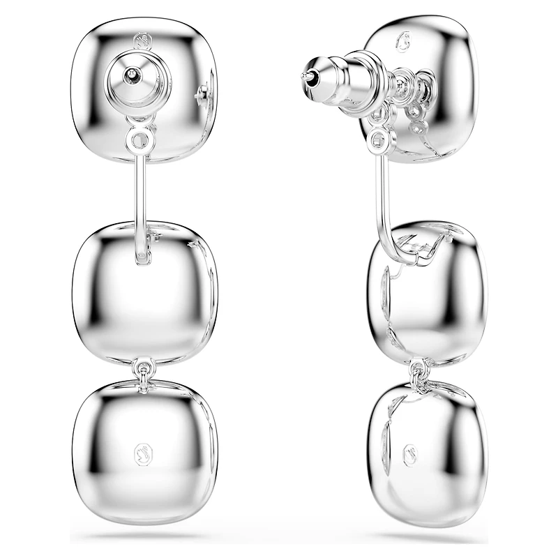 Una Angelic earrings, Cushion cut, White, Rhodium plated