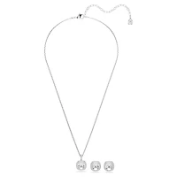 Una Angelic set, Cushion cut, White, Rhodium plated