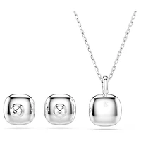 Una Angelic set, Cushion cut, White, Rhodium plated