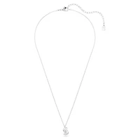 Swan pendant, Mixed cuts, Swan, White, Rhodium plated