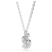 Swan pendant, Mixed cuts, Swan, White, Rhodium plated