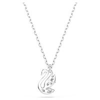 Swan pendant, Mixed cuts, Swan, White, Rhodium plated