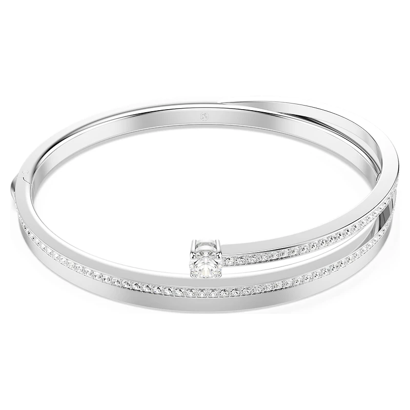 Fresh bangle, Round cut, White, Rhodium plated