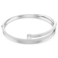 Fresh bangle, Round cut, White, Rhodium plated