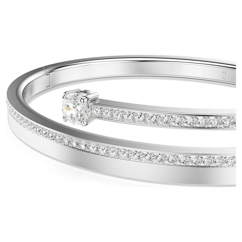 Fresh bangle, Round cut, White, Rhodium plated