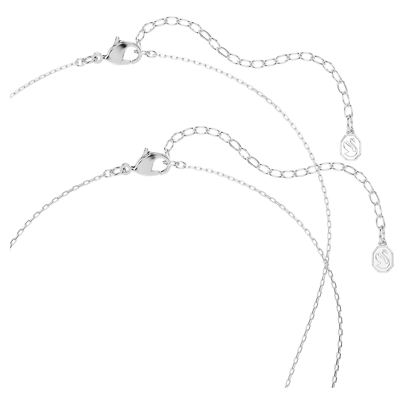 Symbolica necklace, Round cut, Moon, Blue, Rhodium plated