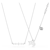 Symbolica necklace, Round cut, Moon, Blue, Rhodium plated
