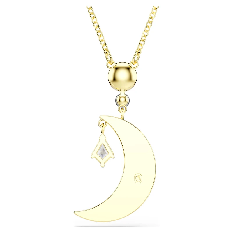 Symbolica pendant, Round cut, Moon, White, 18K gold finish