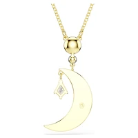 Symbolica pendant, Round cut, Moon, White, 18K gold finish