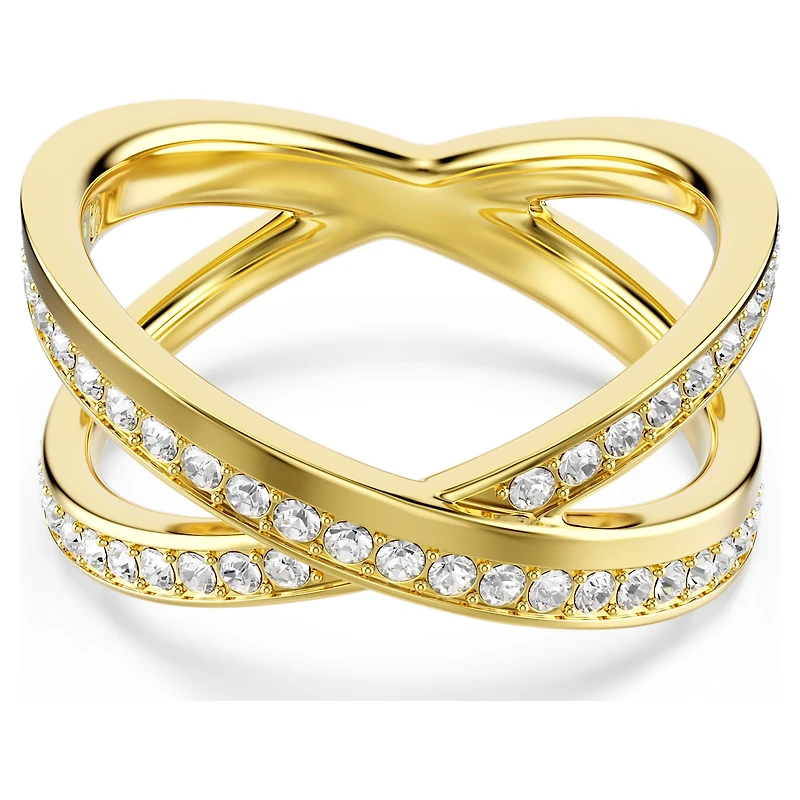 Delta band ring, Round cut, White, 18K gold finish