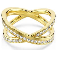 Delta band ring, Round cut, White, 18K gold finish