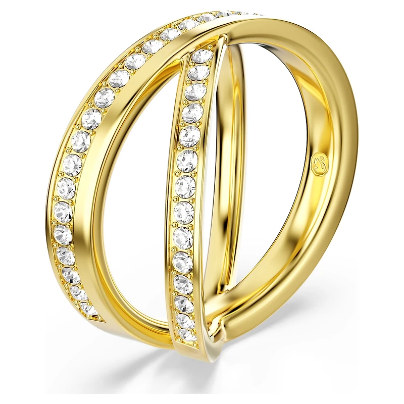 Delta band ring, Round cut, White, 18K gold finish