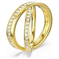 Delta band ring, Round cut, White, 18K gold finish
