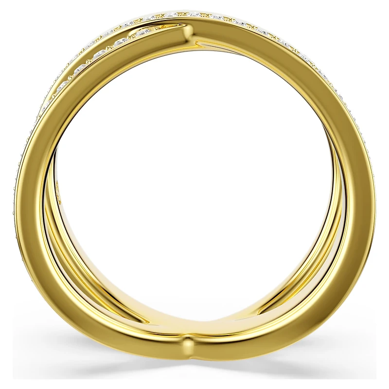 Delta band ring, Round cut, White, 18K gold finish