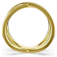 Delta band ring, Round cut, White, 18K gold finish