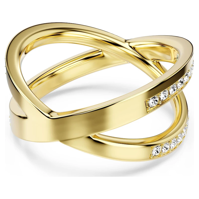 Delta band ring, Round cut, White, 18K gold finish