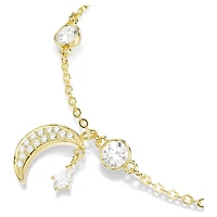 Symbolica bracelet, Round cut, Moon, White, 18K gold finish