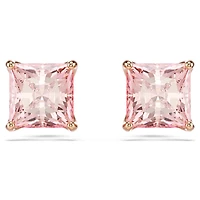 Stilla stud earrings, Square cut, Pink, 18K rose gold finish