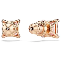 Stilla stud earrings, Square cut, Pink, 18K rose gold finish