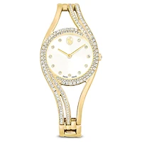 Hyperbola bangle watch, Swiss Made, Metal bracelet, gold tone