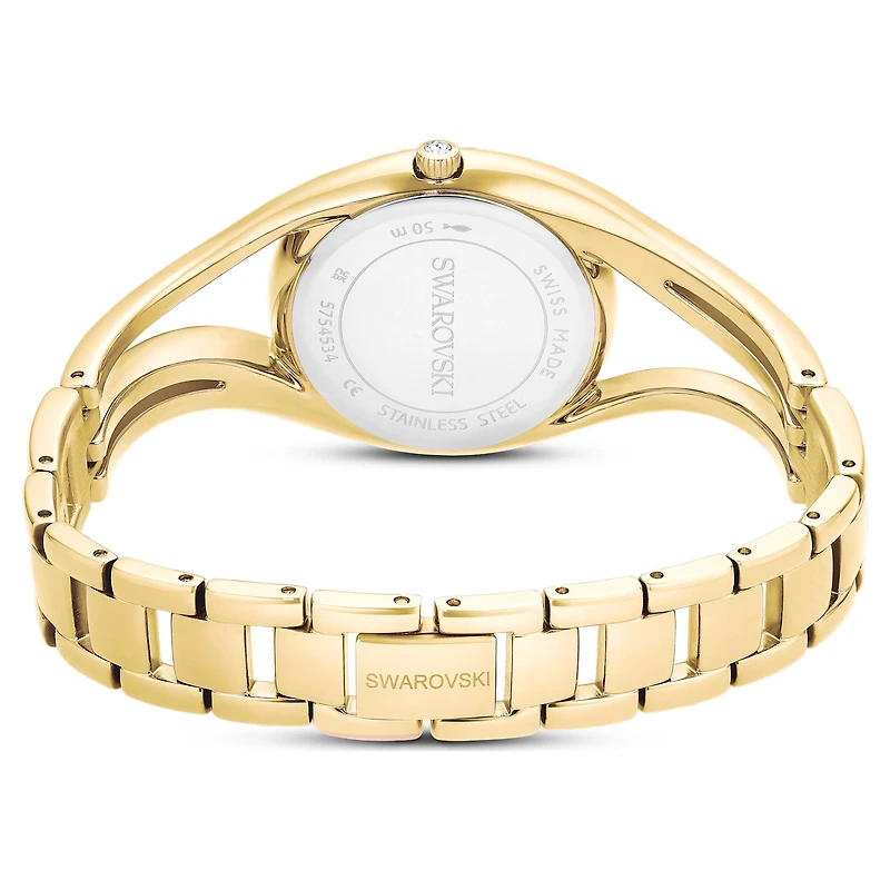 Hyperbola bangle watch, Swiss Made, Metal bracelet, Gold tone, Gold-tone finish