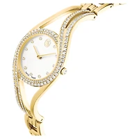 Hyperbola bangle watch, Swiss Made, Metal bracelet, gold tone