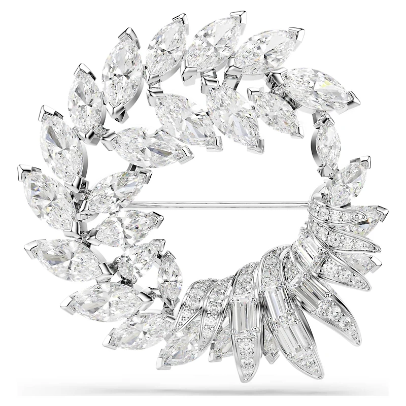Mesmera brooch, Marquise cut, White, Rhodium plated