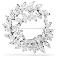 Mesmera brooch, Marquise cut, White, Rhodium plated