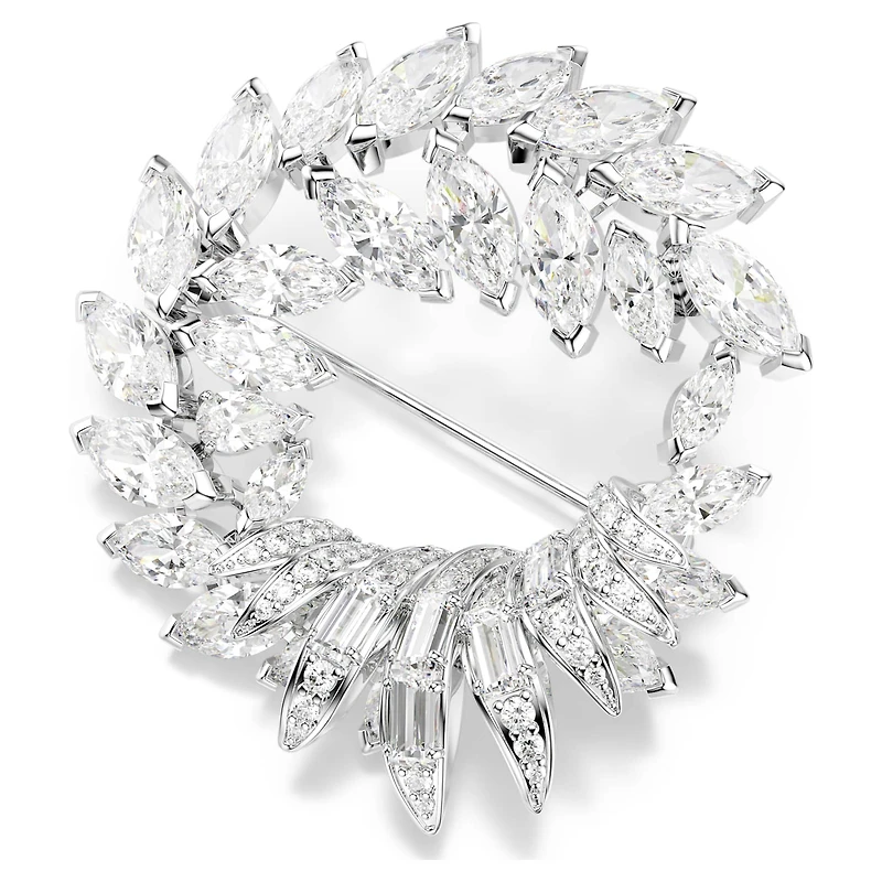 Mesmera brooch, Marquise cut, White, Rhodium plated