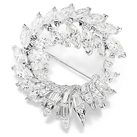 Mesmera brooch, Marquise cut, White, Rhodium plated