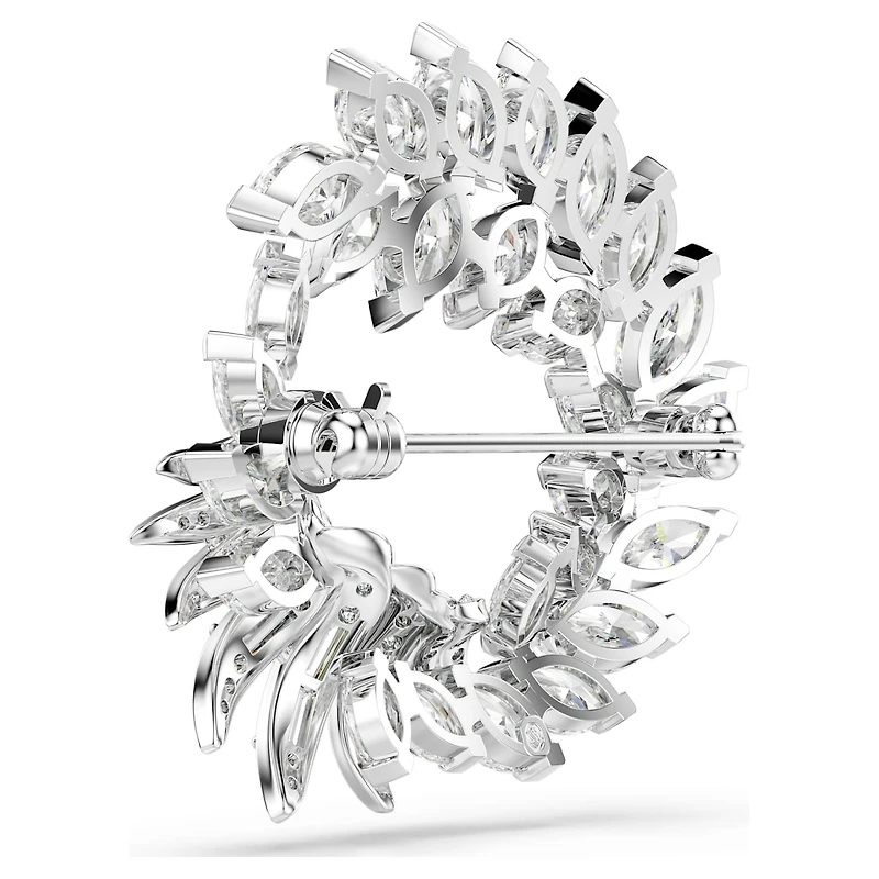 Mesmera brooch, Marquise cut, White, Rhodium plated