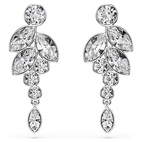 Diapason drop earrings, Mixed cuts, White, Rhodium plated