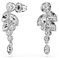 Diapason drop earrings, Mixed cuts, White, Rhodium plated