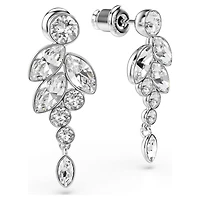 Diapason drop earrings, Mixed cuts, White, Rhodium plated