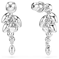 Diapason drop earrings, Mixed cuts, White, Rhodium plated