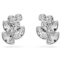 Diapason stud earrings, Mixed cuts, White, Rhodium plated