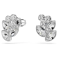 Diapason stud earrings, Mixed cuts, White, Rhodium plated