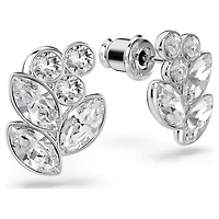 Diapason stud earrings, Mixed cuts, White, Rhodium plated