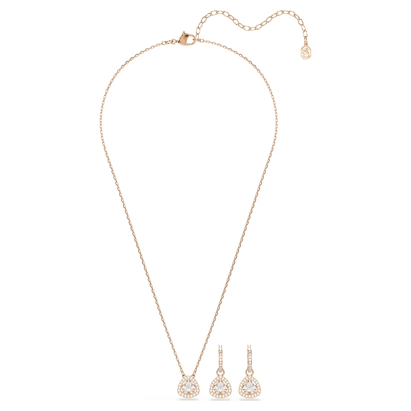 Una Angelic set, Set (2), Triangle cut, Pink, 18K rose gold finish