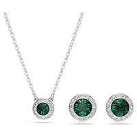 Una Angelic set, Set (2), Round cut, Green, Rhodium plated