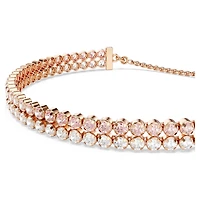 Matrix bracelet, Round cut, White, 18K rose gold finish