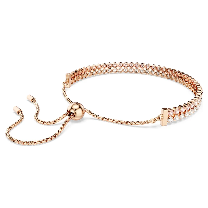 Matrix bracelet, Round cut, White, 18K rose gold finish