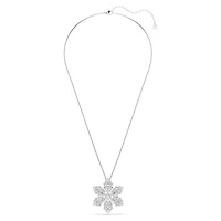 Idyllia pendant and brooch, Mixed cuts, Snowflake, White, Rhodium plated