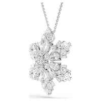 Idyllia pendant and brooch, Mixed cuts, Snowflake, White, Rhodium plated