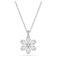 Idyllia pendant, Mixed cuts, Snowflake, White, Rhodium plated