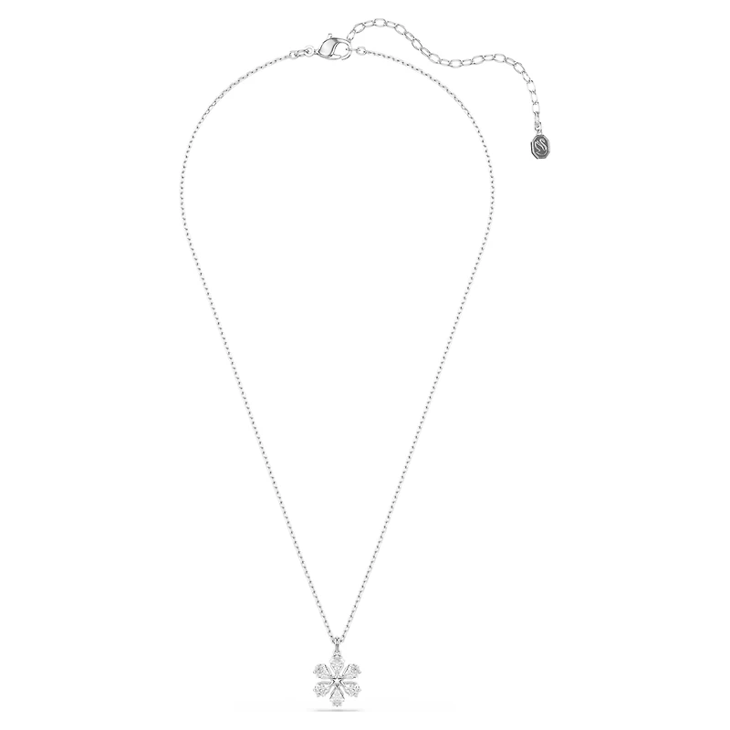 Idyllia pendant, Mixed cuts, Snowflake, White, Rhodium plated